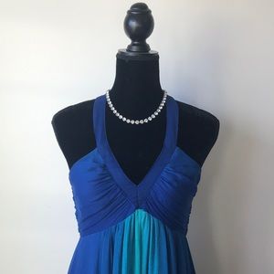 Royal blue and teal maxi dress